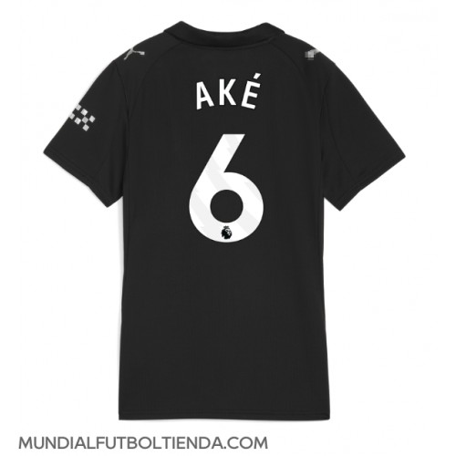 Camiseta Manchester City Nathan Ake #6 Segunda Equipación Replica 2025-26 para mujer mangas cortas